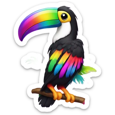 Lisa frank toucan with rainbow feathers sticker