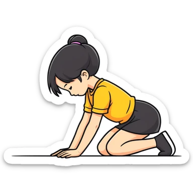 Girl bowing down sticker