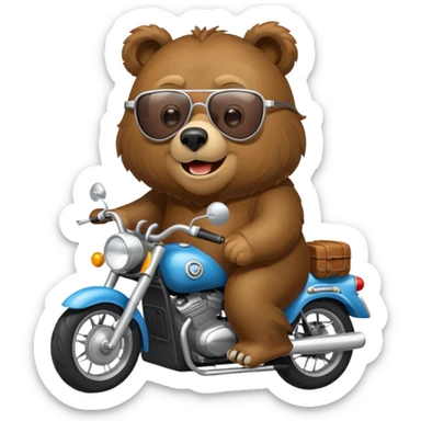 Un oso grizzly en una moto repartidora  sticker