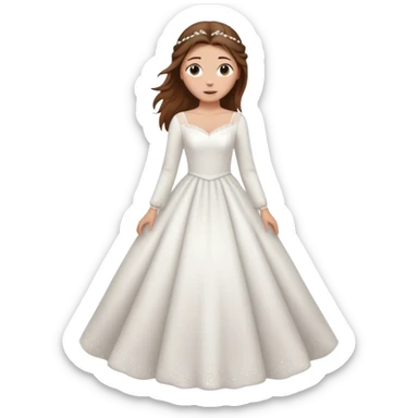 Chica blanca,pelo castaño y recogido,pelos salidos, vestido novia, manga larga cuerpo entero sticker