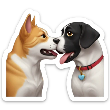 cat kiss dog sticker