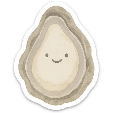 cute oyster, cream color, greige shell, watercolor style sticker