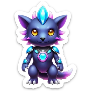Cute cool colorful dark nebula Digimon-animal-hybrid full body sticker
