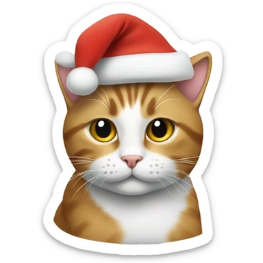 cat wearing a santa hat sticker