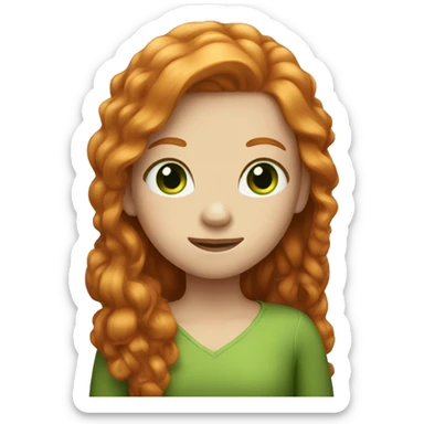 Ginger girl with really long hair and green eyes sticker
