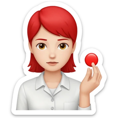 Person pressing button sticker