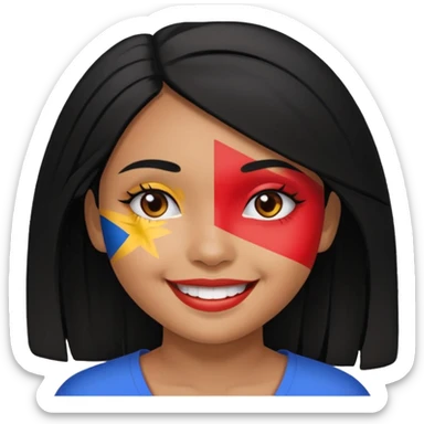 girl with black hair smile with Filipino colors sticker