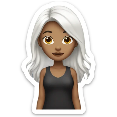 Woman who has half black hair and half White hair  sticker