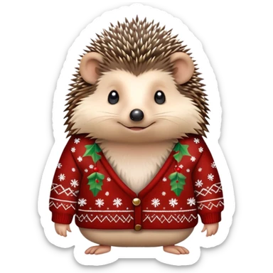 hedgehog wearing christmas jumper sticker