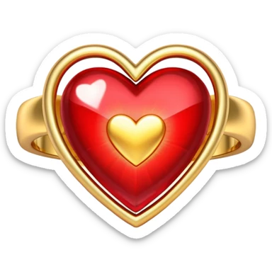 Corazón rojo con anillo sticker