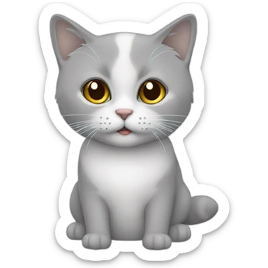Chat blanc et gris sticker