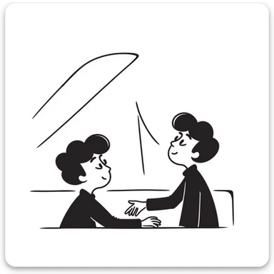 sad pianist looking up with a dreamy expression sticker