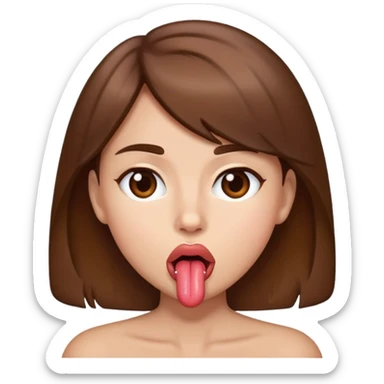 Brown hair licking lips  sticker