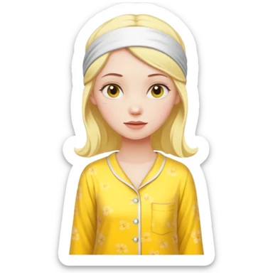 women in yellow pyjamas with headband sticker