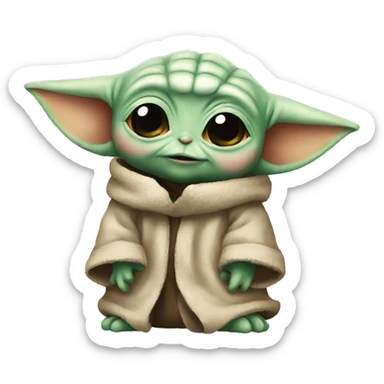baby yoda with a heart sticker