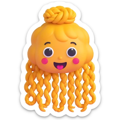 poo emoji with braids sticker