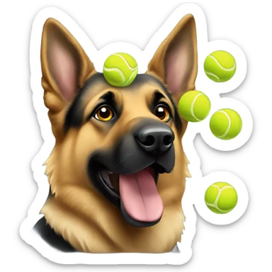 German shepherd with tennis balls sticker