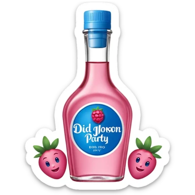 bottle of oil blue top pink outside with logo that says Diddy Party oil Johnson and Johnson  brand with a smiling berry on top sticker