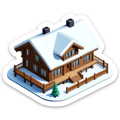 3d realistic isometric luxury ski lodge exterior sticker