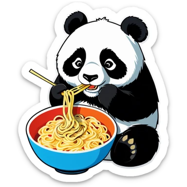 Panda eating noodles  sticker