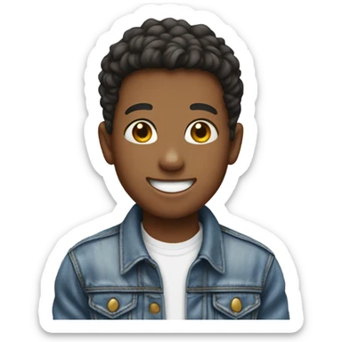 smiling boy in denim jacket sticker