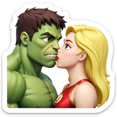 The Flash in Kiss She Flash Girl Romantic Hulk Mix "3d Emoji Old" sticker