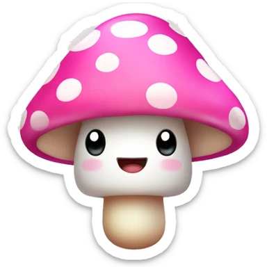 cute pink mushroom with glowing white polka dots sticker