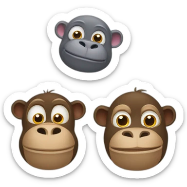 2 monkeys and hippopotamus sticker