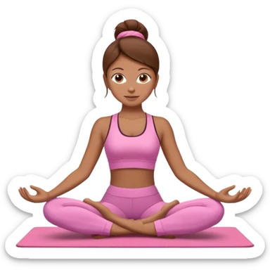 tan girl with brown hair and brown eyes doing yoga in pink outfit  sticker