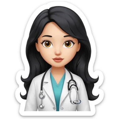 a pretty bratz light dusky girl s a doctor with long wavy black hair  sticker