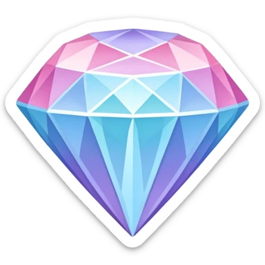 A cheerful diamond logo with a black outline and a smiling face, set against a pastel gradient of pink, blue, and lavender. Smaller diamonds surround it, forming a larger diamond pattern. Playful yet sleek, perfect for branding, digital media, without a face or mouth or anything sticker