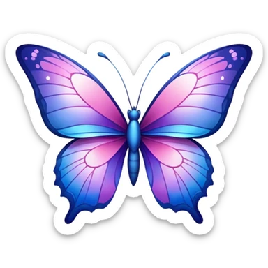 Gradient iridescent Pink indigo violet blue star butterfly sticker