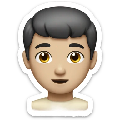 pale boy with dark eyes and black hair edgar haircut and bowlcut sticker