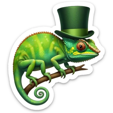 Chameleon with a top hat  sticker