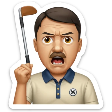 Adolf Hitler playing golf while yelling Fore! sticker