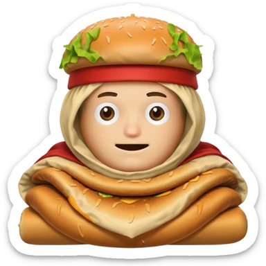 roblox guy wearing burger hat hiding under smelly blanket sticker