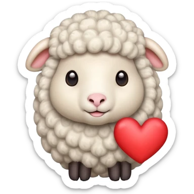 a cute sheep with a heart sticker
