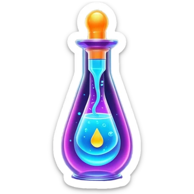 Clash of Clans aesthetic: Cinematic Playful Sci-fi Health injection Emoji, rendered in a 3D vector-style similar to standard emojis with minimal shading and bold, simplified shapes. A compact, futuristic vial with a glowing neon liquid and sleek contours, softly glowing with a healing cosmic charm. Simplified yet unmistakably iconic, highly detailed and consistent, glowing with a soft radiant glow and high shine. Stylized with a touch of futuristic alchemy and a soft glowing outline, capturing the essence of a vital energy elixir with a playful, interstellar spirit! sticker