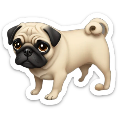pug color negro feo con cara de tonto sticker
