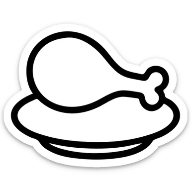 fried chicken icon on a plate sticker