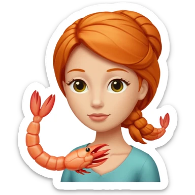 ginger woman with shrimp posture sticker