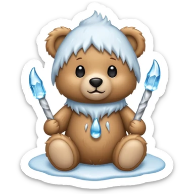 Teddy bear with icicles on her sticker
