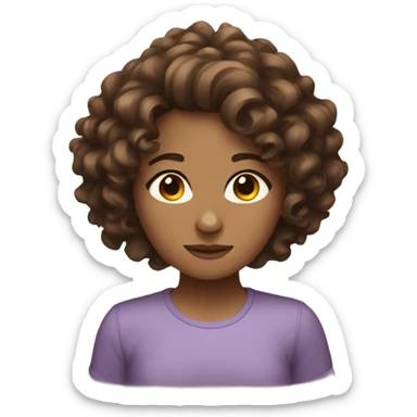 girl with brown curly hair and brown eyes sticker