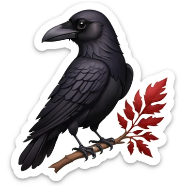 A raven holding a weirwood leaf sticker