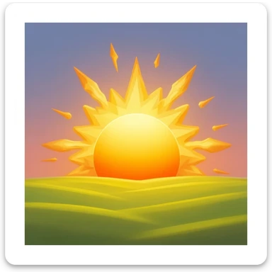 colossal sun disk rising with solar flares bursting outward sticker