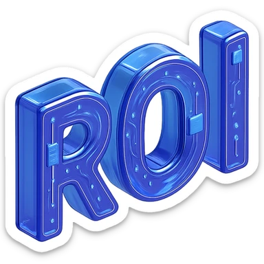 The letters 'ROI' in a glossy circuit style, modern and tech-inspired sticker