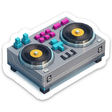 DJ turntables with a futuristic look and metallic accents sticker