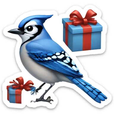 Blue Jay on a Present sticker