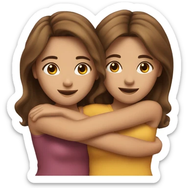 Realistic brown hair girl hugs realistic brown hair girl best friends sticker