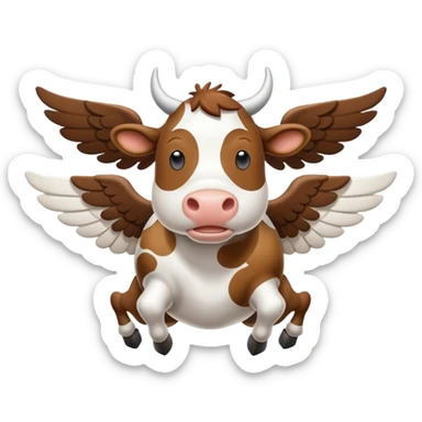 a flying cow with wings with the Text „maxim“ sticker